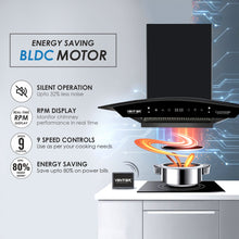 Load image into Gallery viewer, Commander BLDC 75 Super Silent Smart Autoclean Chimney (75 cm, 9 Speed Controls, BLDC Technology, 1550 m3/hr)