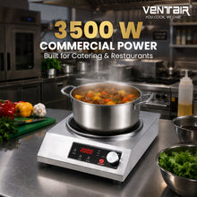 Load image into Gallery viewer, Ventair Commercial Induction 3500 W (Wok Style, Feather Touch Control, Preset Timer, Auto Cut-Off, High Power Induction Stove, 1 Year Warranty)