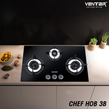 Load image into Gallery viewer, Ventair Glass Gas Hob Chef 3B (3 Burners)