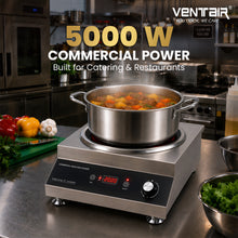 Load image into Gallery viewer, Ventair Commercial Induction 5000 W (Wok Style, Feather Touch Control, Preset Timer, Auto Cut-Off, High Power Induction Stove, 1 Year Warranty)