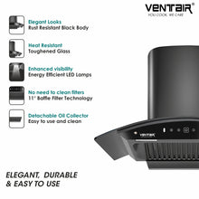 Load image into Gallery viewer, V8-90 DLX Smart Auto Clean Chimney (Motion Sensor, 90cm, 1400 m3h, 11 Degree Baffle Filter)