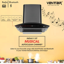 Load image into Gallery viewer, Simphony 60 Musical Smart Auto Clean Chimney (60cm, 1400 m3h, Radio and Bluetooth, Filterless)

