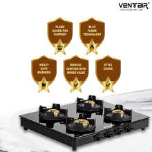 Load image into Gallery viewer, Aura 402 Glass Gas Stove (4 Burners)