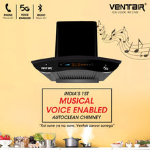 Load image into Gallery viewer, Bharat 5G Music 60 - Voice Enabled Smart Auto Clean Chimney (In-built Bluetooth, 60cm, 1500 m3h, 11° Baffle Filter)