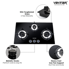 Load image into Gallery viewer, Ventair Glass Gas Hob Chef 3B (3 Burners)