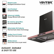 Load image into Gallery viewer, Rose Gold Auto Clean Chimney (Motion Sensor, 90cm,1600 m3h, Reversed Baffle Filter)