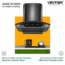 Load image into Gallery viewer, V8-60 DLX Smart Auto Clean Chimney (Motion Sensor, 60cm, 1200 m3h, 11° Baffle Filter)