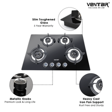 Load image into Gallery viewer, Ventair Glass Gas Hob Chef 4B (4 Burners)