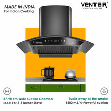 Load image into Gallery viewer, V8-90 DLX Smart Auto Clean Chimney (Motion Sensor, 90cm, 1400 m3h, 11 Degree Baffle Filter)