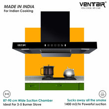 Load image into Gallery viewer, Black Gold Smart Auto Clean Chimney (Motion + Touch, 90cm, 1400 m3h, 11° Filterless Technology)