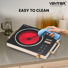 Load image into Gallery viewer, Ventair Infrared Cooktop Tej-3500 | Black | Crystal Glass Top Plate, Digital Display & Sensor Touch Controls For Frying Boiling Grilling | 1 Year Warranty