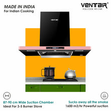 Load image into Gallery viewer, Rose Gold Auto Clean Chimney (Motion Sensor, 90cm,1600 m3h, Reversed Baffle Filter)