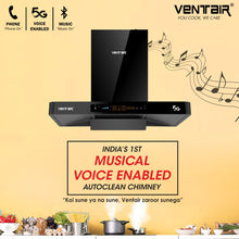 Load image into Gallery viewer, Harmony 5G Musical Voice Enabled Chimney (In-built Bluetooth and Phone, 90cm, 1600 m3h, Smart Auto Clean)