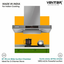 Load image into Gallery viewer, Emerald 90 BLDC Silent Autoclean Chimney (Gray, 9 Speed Controls, BLDC Technology, 1890 m3/hr)