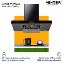 Load image into Gallery viewer, Silencia Silent Autoclean Chimney ((Motion + Touch, 90cm, 4 Speed Controls, 1500 m3/hr)