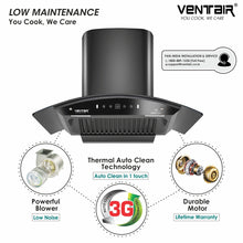 Load image into Gallery viewer, V8-90 DLX Smart Auto Clean Chimney (Motion Sensor, 90cm, 1400 m3h, 11 Degree Baffle Filter)