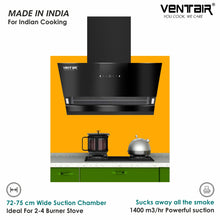 Load image into Gallery viewer, GEM 75 Inclined Smart Auto Clean Chimney (Motion Sensor, 75cm, 1500 m3h, Filterless)