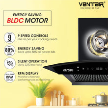 Load image into Gallery viewer, Auto Prince BLDC Silent Smart Autoclean Chimney (60 cm, 9 Speed Controls, BLDC Technology, 1500 m3/hr)