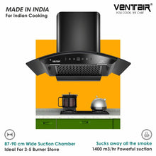 Load image into Gallery viewer, Style+ 90 Smart Auto Clean Chimney (Motion Sensor, 90cm, 1400 m3h, 11° Filterless Technology)