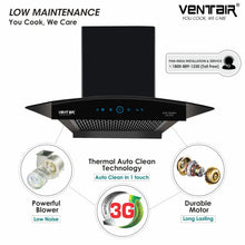 Load image into Gallery viewer, Auto Queen Auto Clean Chimney (Motion Sensor, 60cm, 1200 m3h, 11° Filterless)