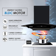 Load image into Gallery viewer, Commander BLDC 90 Super Silent Smart Autoclean Chimney (90 cm, 9 Speed Controls, BLDC Technology, 1550 m3/hr)
