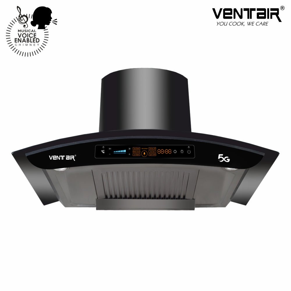 Bharat 5G Music 90 - Voice Enabled Smart Auto Clean Chimney (In-built Bluetooth, 90cm, 1600 m3h, 11° Baffle Filter)