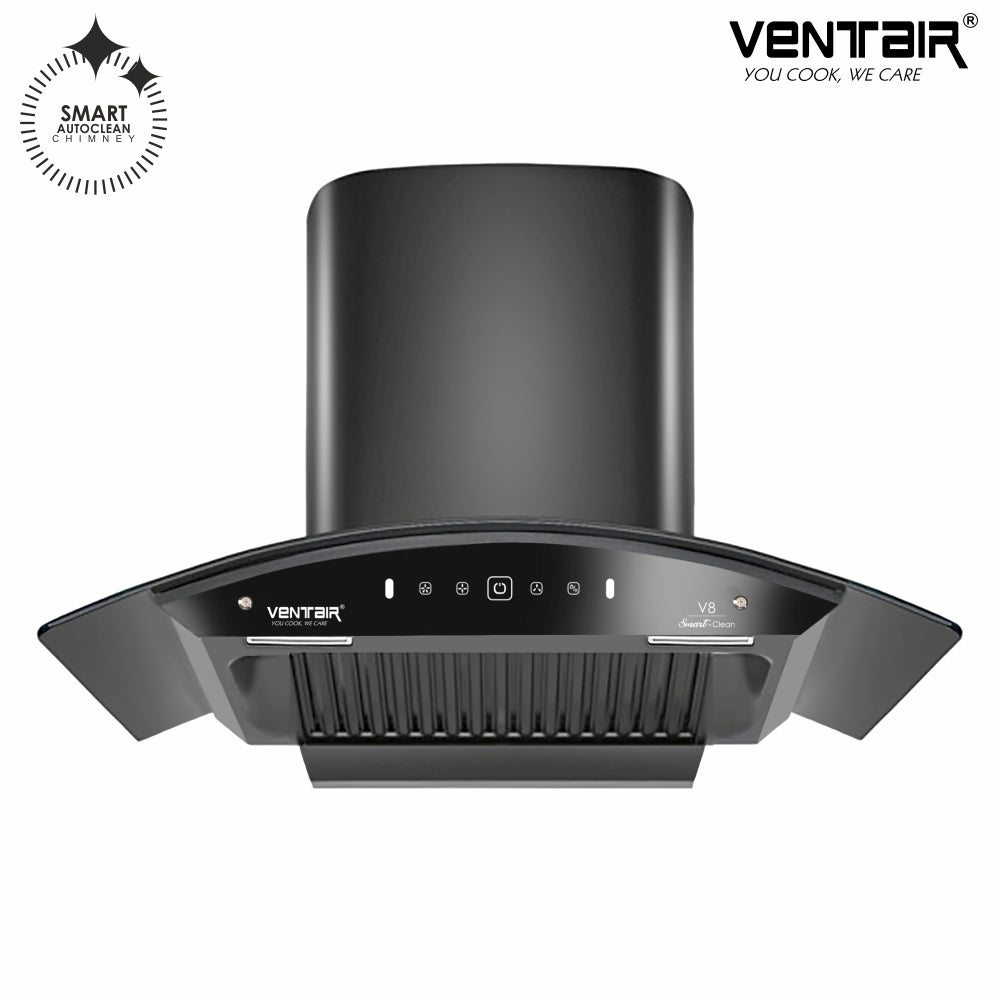 V8-75 DLX Smart Auto Clean Chimney (Motion Sensor, 75 cm, 1400 m3h, 11° Baffle Filter)