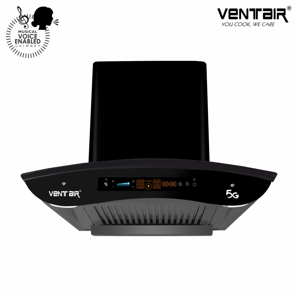 Bharat 5G Music 60 - Voice Enabled Smart Auto Clean Chimney (In-built Bluetooth, 60cm, 1500 m3h, 11° Baffle Filter)