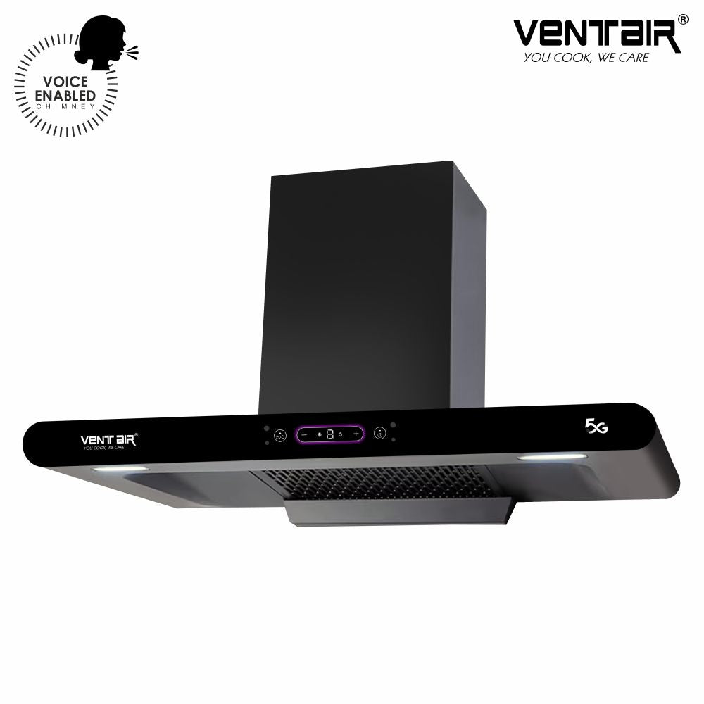 Tiffany 5G 90 Voice Enabled Chimney (1450 m3h, Motion+Touch, 90 cm, Filterless)