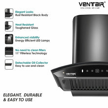 Load image into Gallery viewer, V8-60 DLX Smart Auto Clean Chimney (Motion Sensor, 60cm, 1200 m3h, 11° Baffle Filter)

