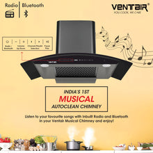 Load image into Gallery viewer, Simphony 90 Musical Smart Auto Clean Chimney (90cm, 1500 m3h, Radio and Bluetooth, Filterless)
