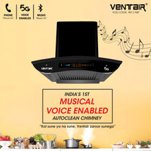 Load image into Gallery viewer, Bharat 5G Music 60 - Voice Enabled Smart Auto Clean Chimney (In-built Bluetooth, 60cm, 1500 m3h, 11° Baffle Filter)
