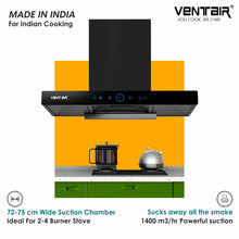Load image into Gallery viewer, ARC 75 DLX Smart Auto Clean Chimney (Motion Sensor, 75cm, 1400 m3h, Filterless Technology)
