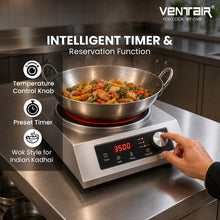 Load image into Gallery viewer, Ventair Commercial Induction 3500 W (Wok Style, Feather Touch Control, Preset Timer, Auto Cut-Off, High Power Induction Stove, 1 Year Warranty)
