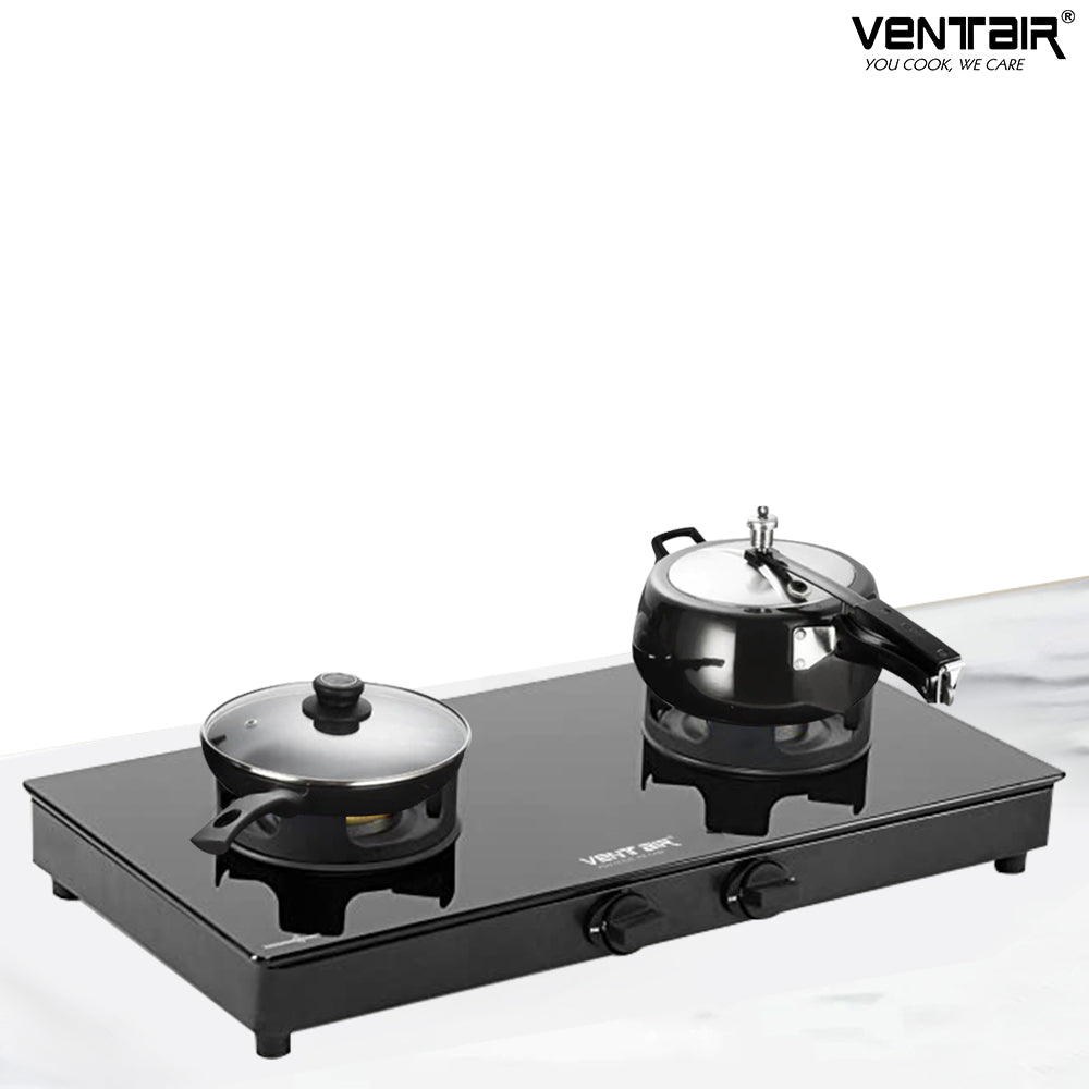 Aura 202 Glass Gas Stove (2 Burners) – Ventair