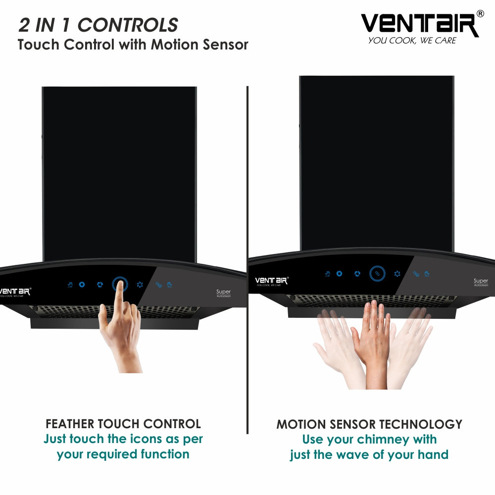 Ventair Super Auto Clean Chimney (Motion Sensor, 60cm, 1200 m3h