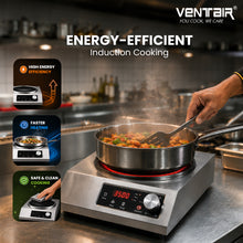 Load image into Gallery viewer, Ventair Commercial Induction 3500 W (Wok Style, Feather Touch Control, Preset Timer, Auto Cut-Off, High Power Induction Stove, 1 Year Warranty)
