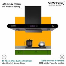 Load image into Gallery viewer, Tiffany 5G 90 Voice Enabled Chimney (1450 m3h, Motion+Touch, 90 cm, Filterless)
