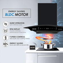 Load image into Gallery viewer, Auto Prince BLDC Silent Smart Autoclean Chimney (60 cm, 9 Speed Controls, BLDC Technology, 1500 m3/hr)
