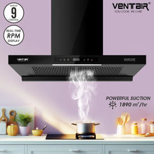 Load image into Gallery viewer, Double Gold BLDC Super Silent Smart Autoclean Chimney (90 cm, 9 Speed Controls, BLDC Technology, 1890 m3/hr)
