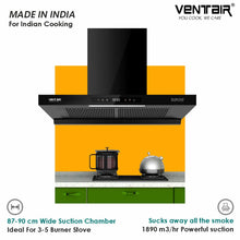 Load image into Gallery viewer, Double Gold BLDC Super Silent Smart Autoclean Chimney (90 cm, 9 Speed Controls, BLDC Technology, 1890 m3/hr)
