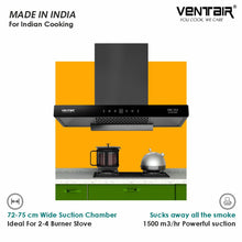 Load image into Gallery viewer, ARC DLX 75 Smart Auto Clean Chimney (Motion Sensor, 75cm, 1500 m3h, Filterless Technology)
