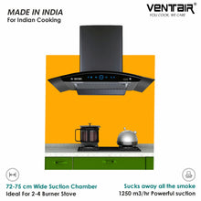 Load image into Gallery viewer, Elantra 75 Auto Clean Chimney (Motion Sensor, 75cm, 1250 m3h, Filterless Technology)
