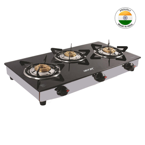 TCH 302 Glass Gas Stove (3 Burner) - Ventair 