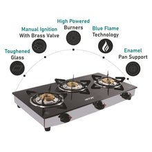 Load image into Gallery viewer, TCH 302 Glass Gas Stove (3 Burner) - Ventair 
